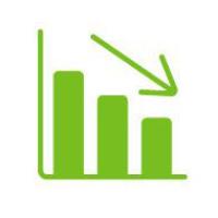 Green bar chart graphic showing a downward trend.